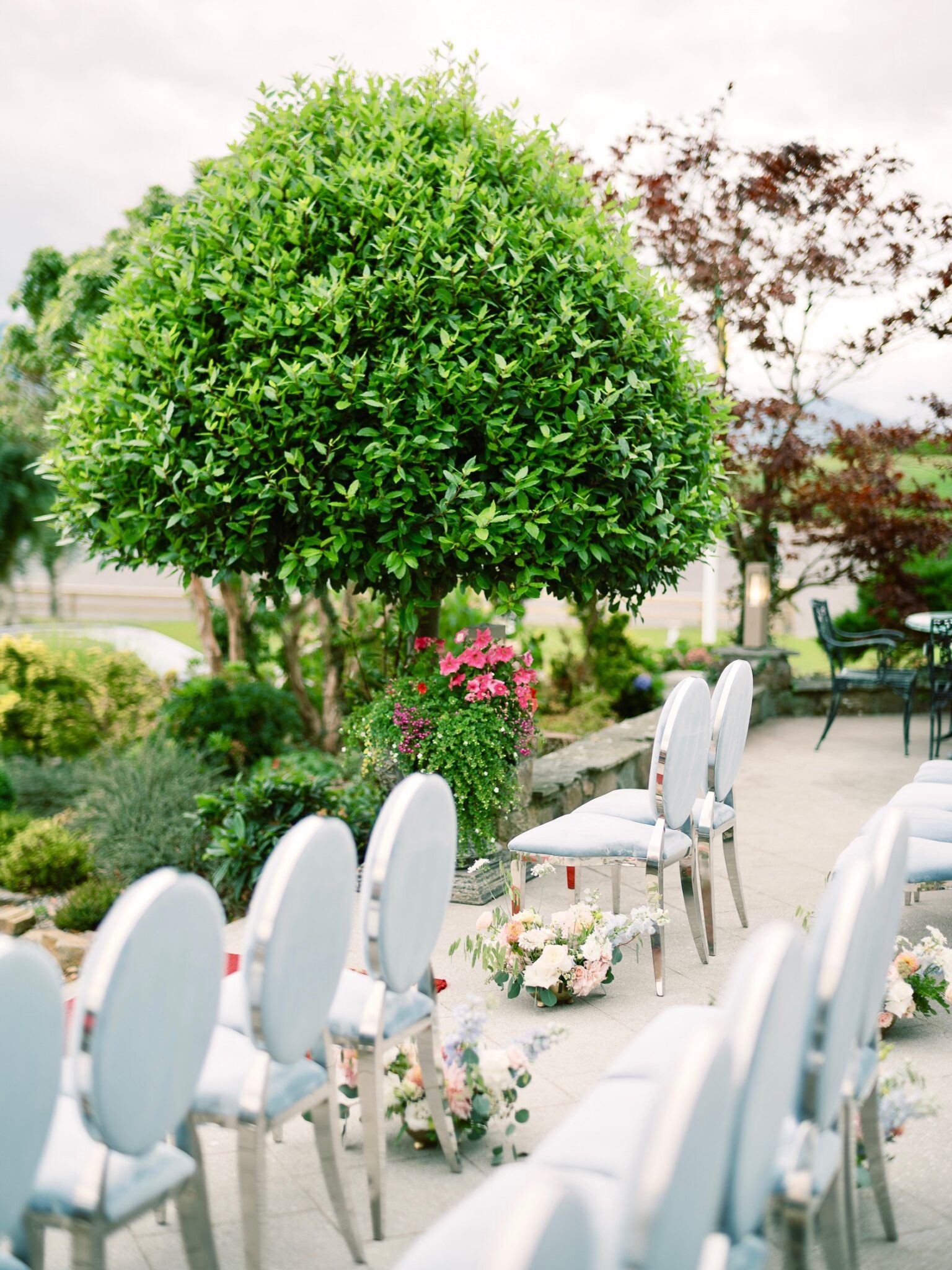 Patio outdoor wedding ceremony