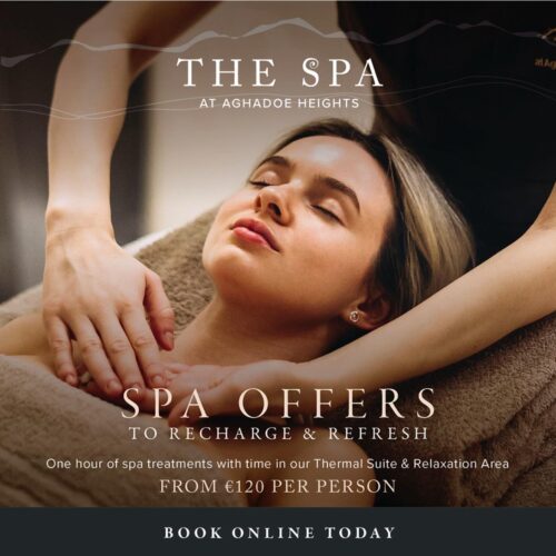 Gallery Image - 🍃Don’t miss this weeks Spa Special🍃

Time it organise a well deserved pampering Spa Day with our Recharge & Refresh package 💫

Enjoy a tension releasing back, neck & shoulder massage followed by  bespoke taster facial from E120.

Enjoy time in the Thermal Suite prior to your treatment and unwind in the Relaxation Area with refreshments.

T +35364 6631766 or email
thespa@aghadoeheights.com

#wellbeing 
#spadays 
#aghadoespa